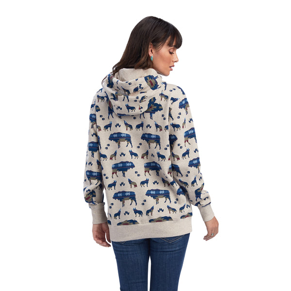 Ariat Women's REAL Allover Print Hoodie, Buffalo Print