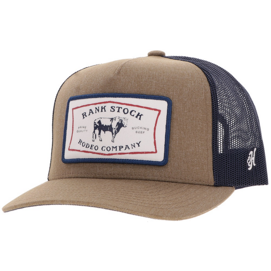 Hooey Rank Stock 5-Panel Trucker Hat, Tan/Navy