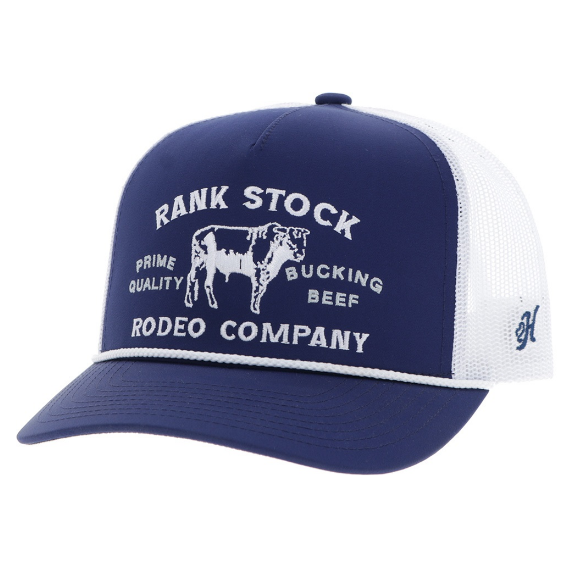 Hooey Rank Stock Trucker Snapback Cap, Navy/White