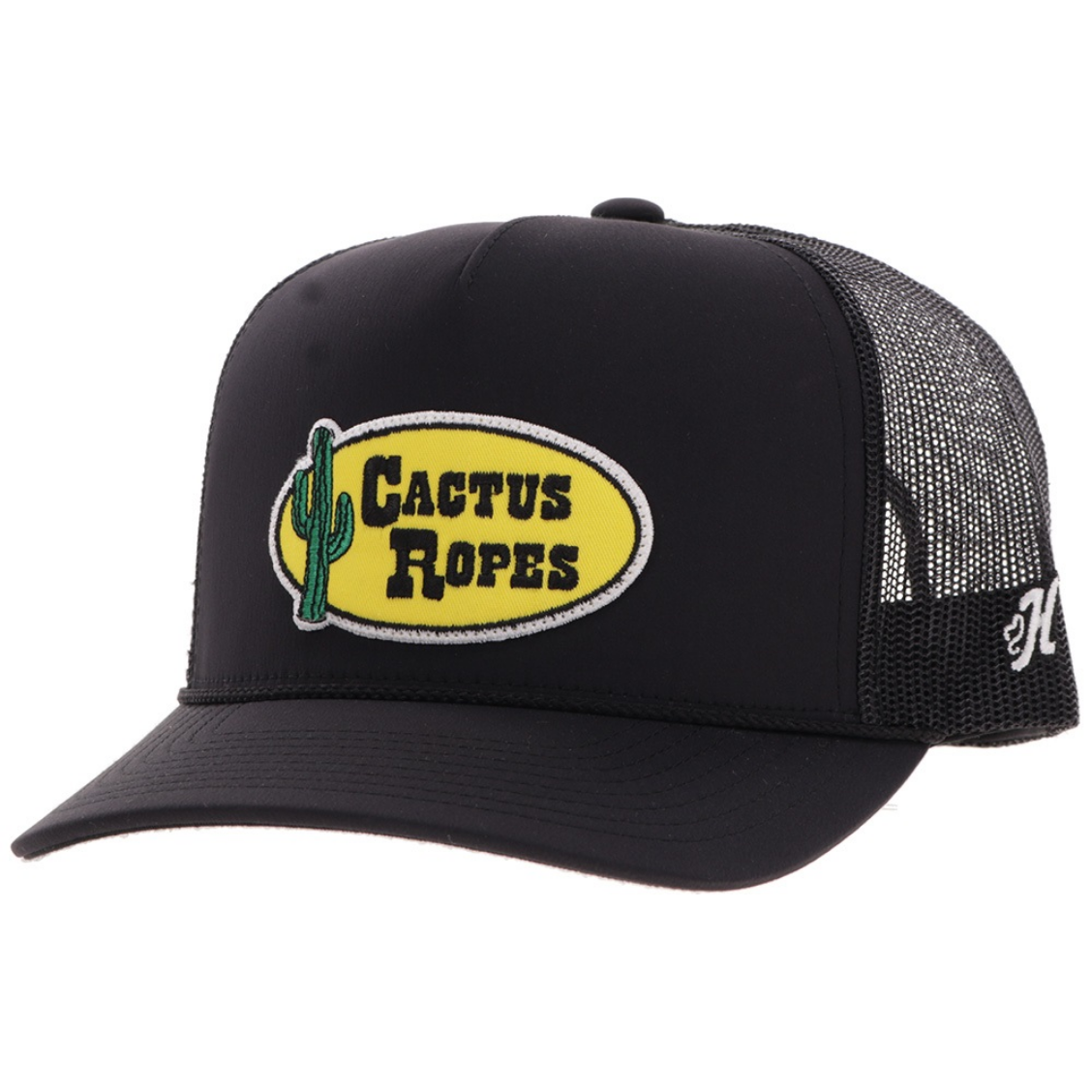 Hooey Cactus Ropes Black Trucker Hat – Snapback, High-Profile