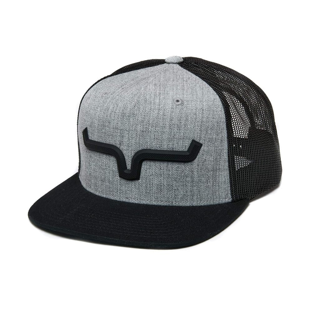 Kimes Ranch Super Charged Trucker Hat – High Profile Flat Bill Snapback, Grey