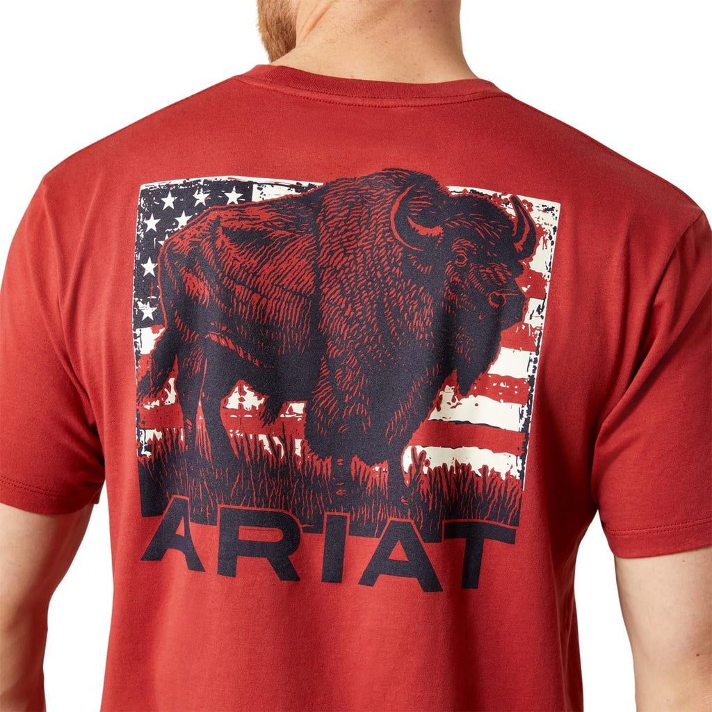 Ariat Men’s Buffalo Flag Graphic T-Shirt – Brick Red