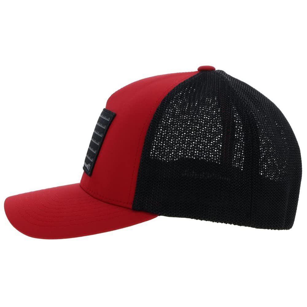 Hooey Liberty Roper Flexfit Mesh-Back Hat with Patch, Red/Black