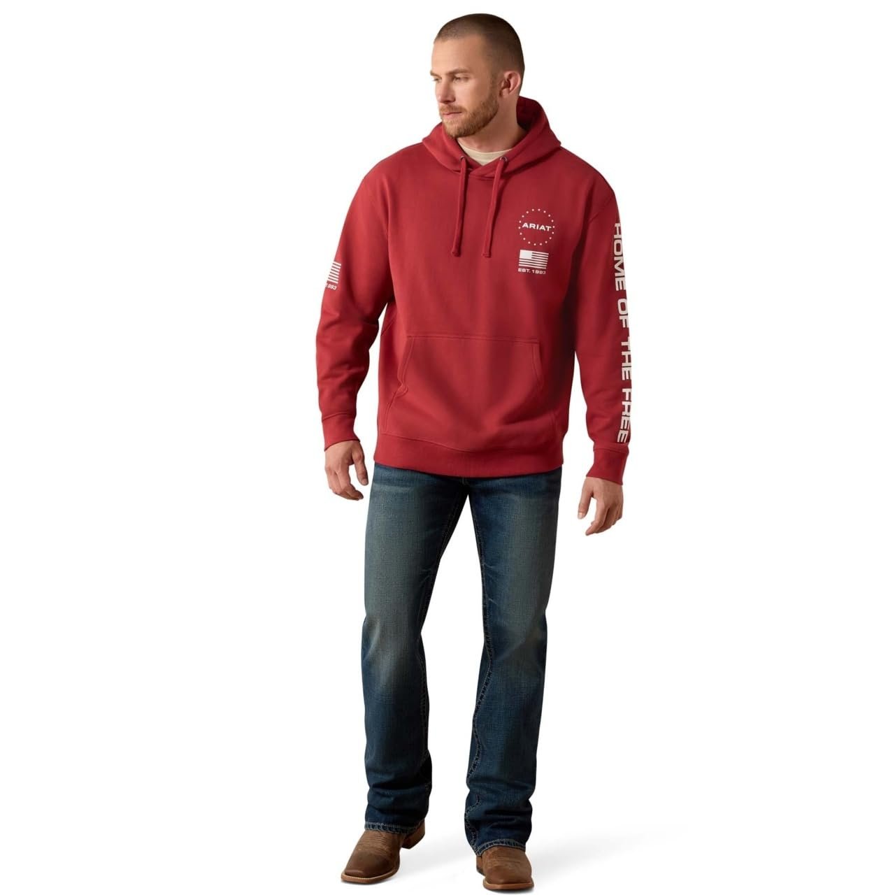 Ariat Men’s Sponsor Patriot Hoodie – Brick Red