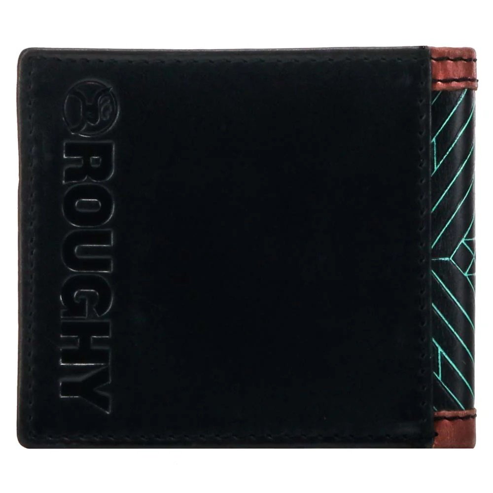 HOOEY "Neon Moon" Bifold Roughy Wallet, Brown/Turquoise Aztec