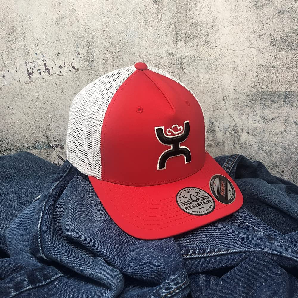 Hooey Mid Profile Fitted Trucker Cap in Red and White - Small/Medium
