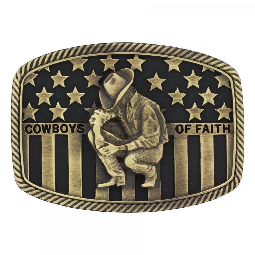 Montana Silversmiths Cowboys of Faith Heritage Flag Attitude Buckle