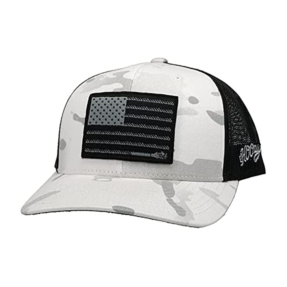 Hooey Liberty Roper Snapback Cap, White/Grey Camo