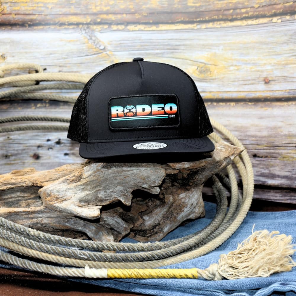 Hooey "Rodeo" Snapback Trucker Mesh Back Hat, Black/Serape