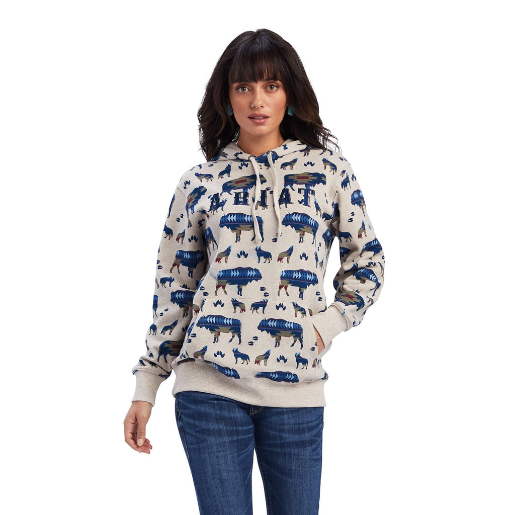 Ariat Women's REAL Allover Print Hoodie, Buffalo Print