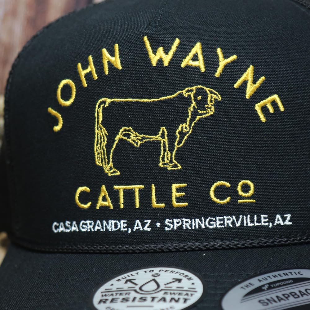 Hooey John Wayne 5-Panel Trucker Hat, Black/Gold