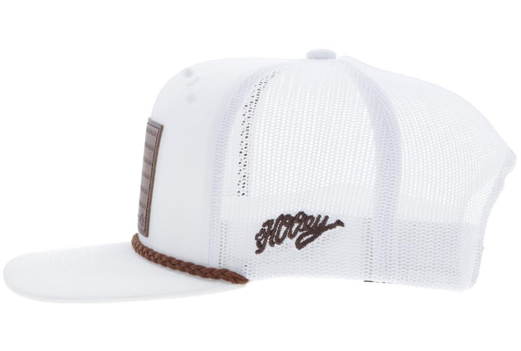 Hooey Liberty Roper 6-Panel Trucker Hat with Leather Patch, White