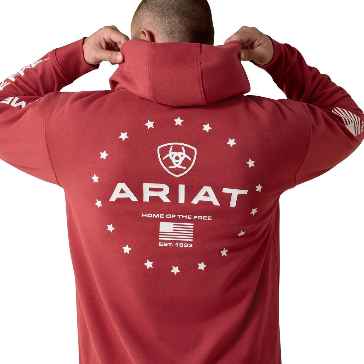 Ariat Men’s Sponsor Patriot Hoodie – Brick Red