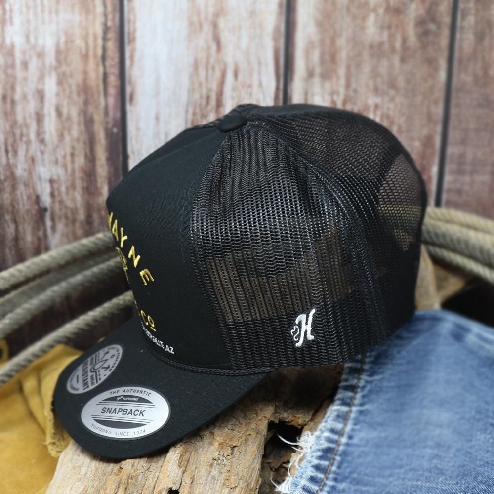 Hooey John Wayne 5-Panel Trucker Hat, Black/Gold