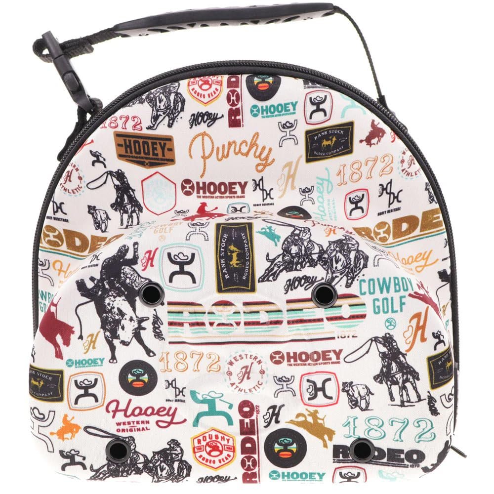 HOOEY Cap Carrier - Durable Hat Case, Cream Rodeo Print