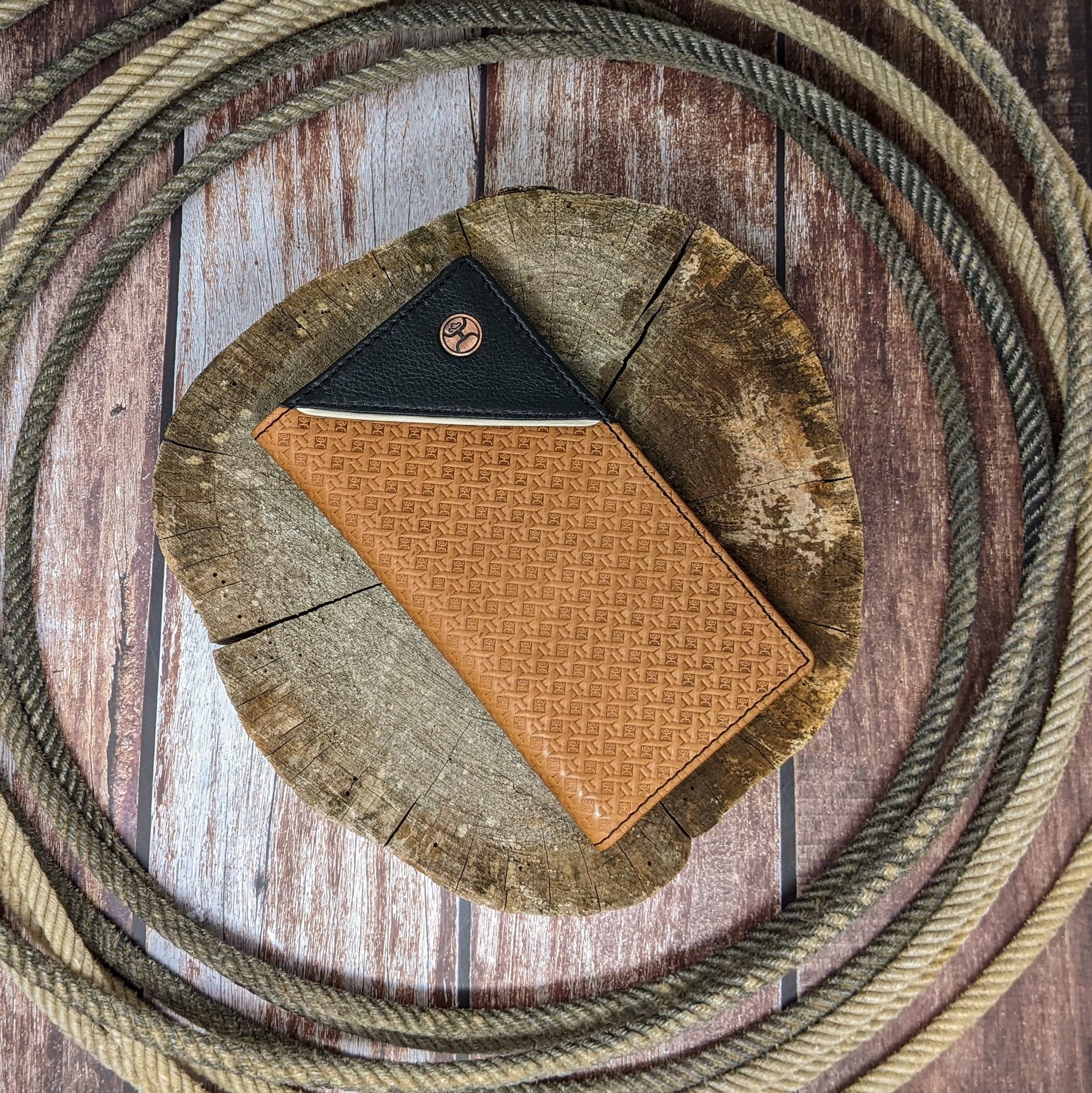 HOOEY Leather Western Rodeo Wallet (Basketweave - Black Corner)