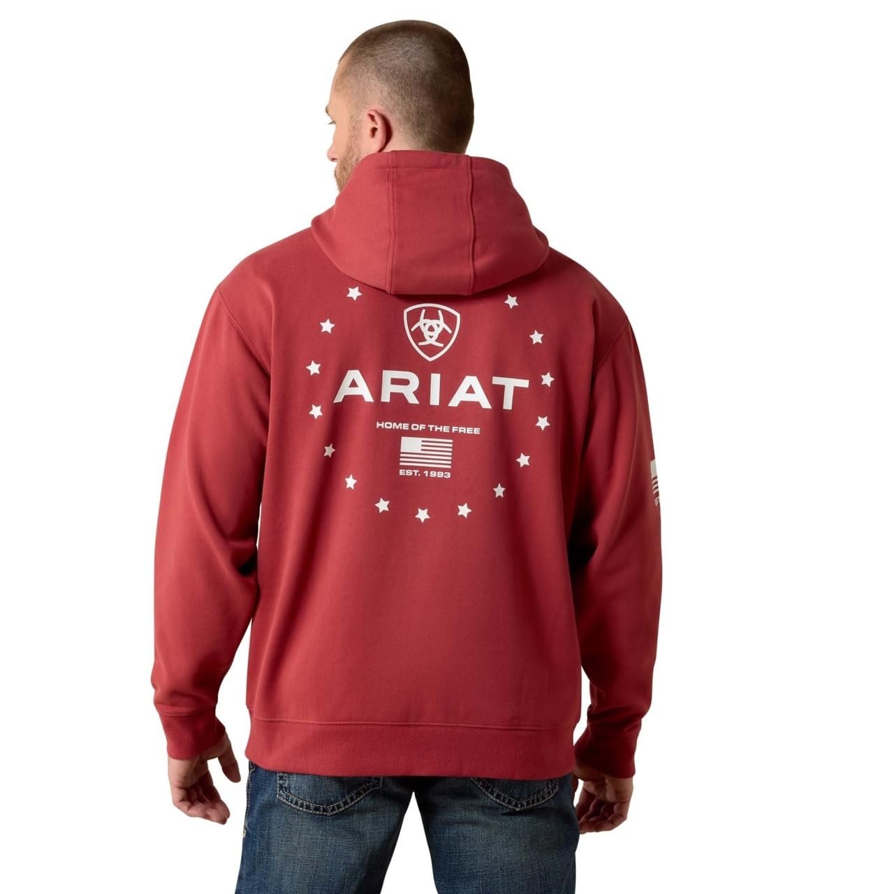 Ariat Men’s Sponsor Patriot Hoodie – Brick Red
