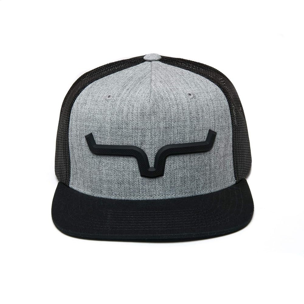 Kimes Ranch Super Charged Trucker Hat – High Profile Flat Bill Snapback, Grey
