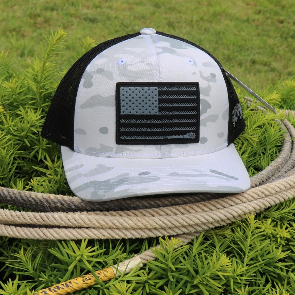 Hooey Liberty Roper Snapback Cap, White/Grey Camo