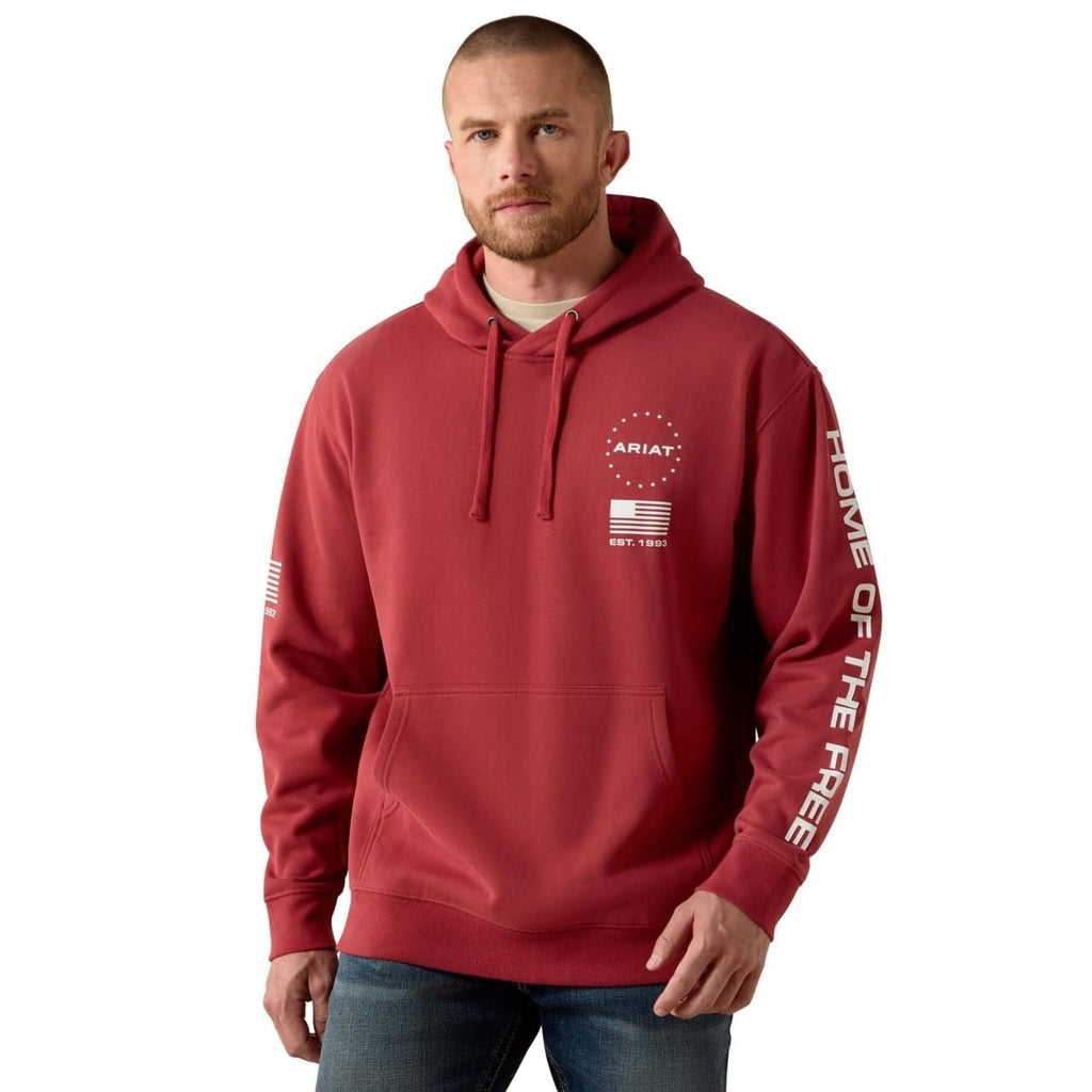 Ariat Men’s Sponsor Patriot Hoodie – Brick Red