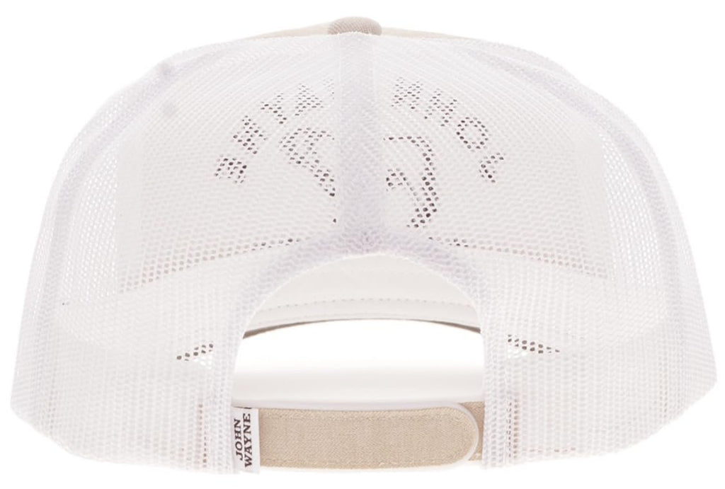 Hooey John Wayne 5-Panel Trucker Hat, Tan/White