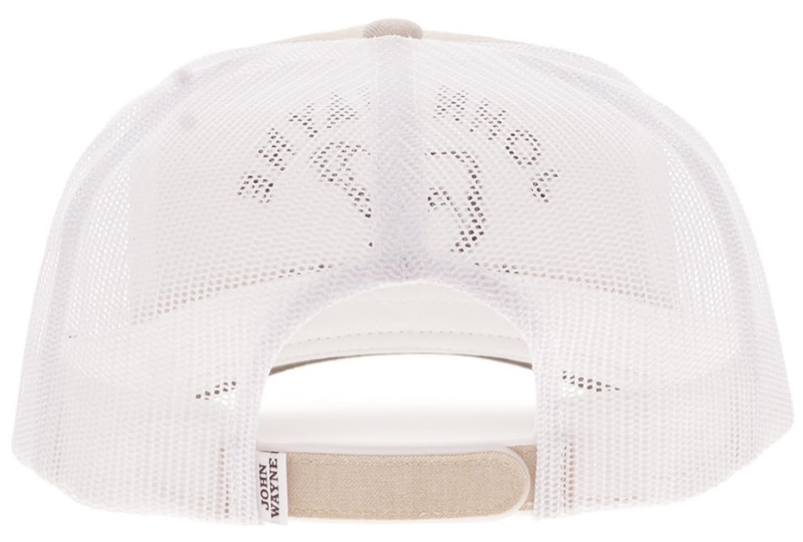 Hooey John Wayne 5-Panel Trucker Hat, Tan/White