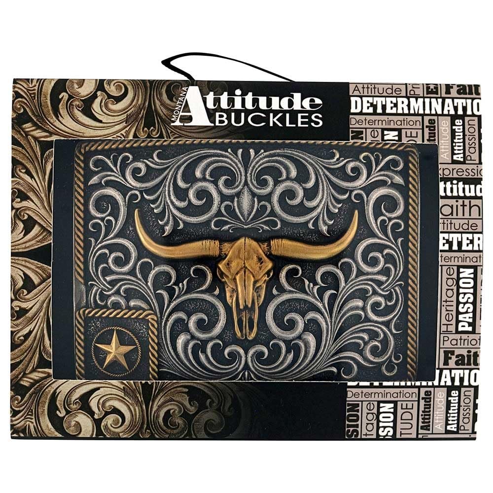 Montana Silversmiths Longhorn Attitude Western Belt Buckle