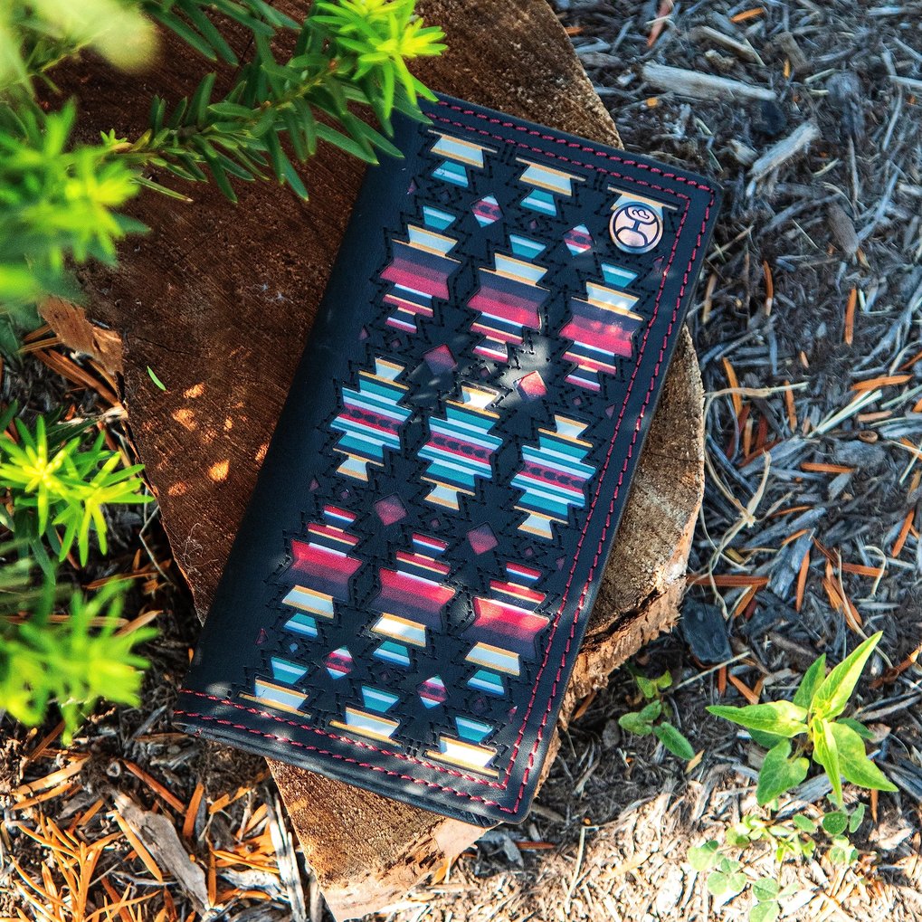 HOOEY Leather Men’s Western Rodeo Wallet (Sunizona Knockout - Black/Serape)