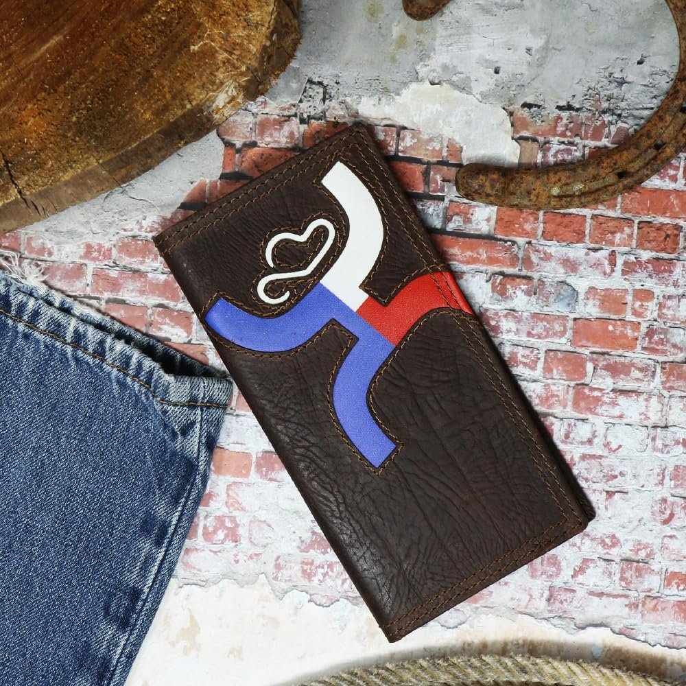 HOOEY Texican Texas Flag Inlay Rodeo Wallet (Brown/Red/White/Blue)