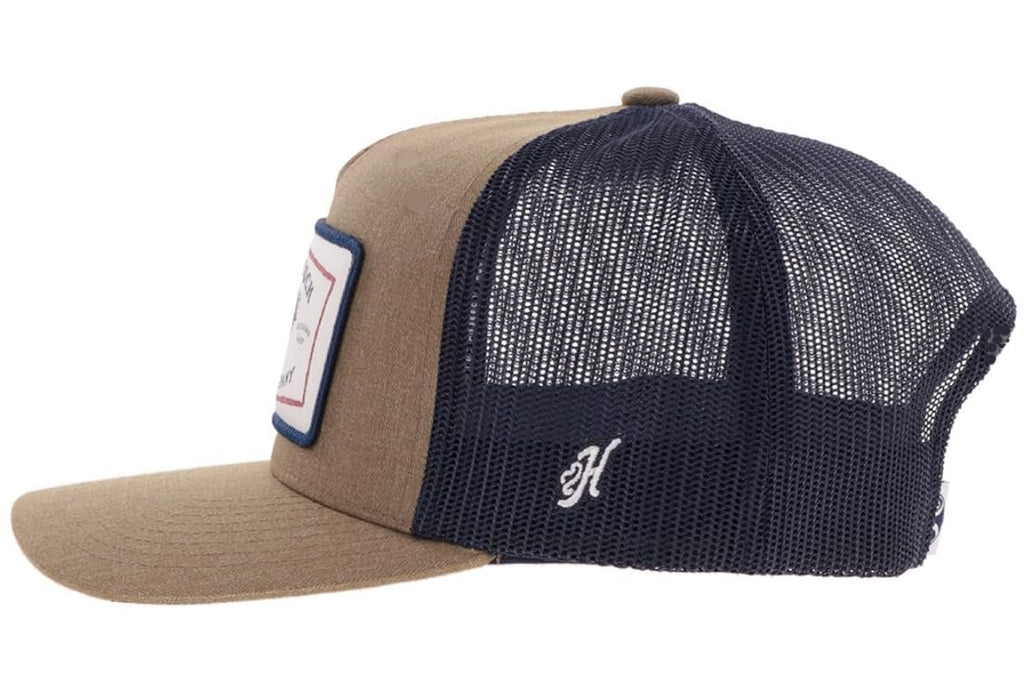 Hooey Rank Stock 5-Panel Trucker Hat, Tan/Navy