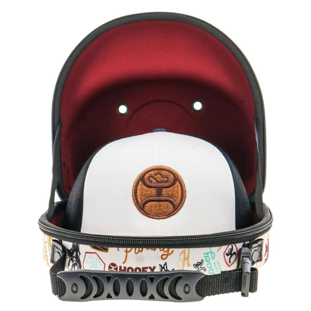 HOOEY Cap Carrier - Durable Hat Case, Cream Rodeo Print
