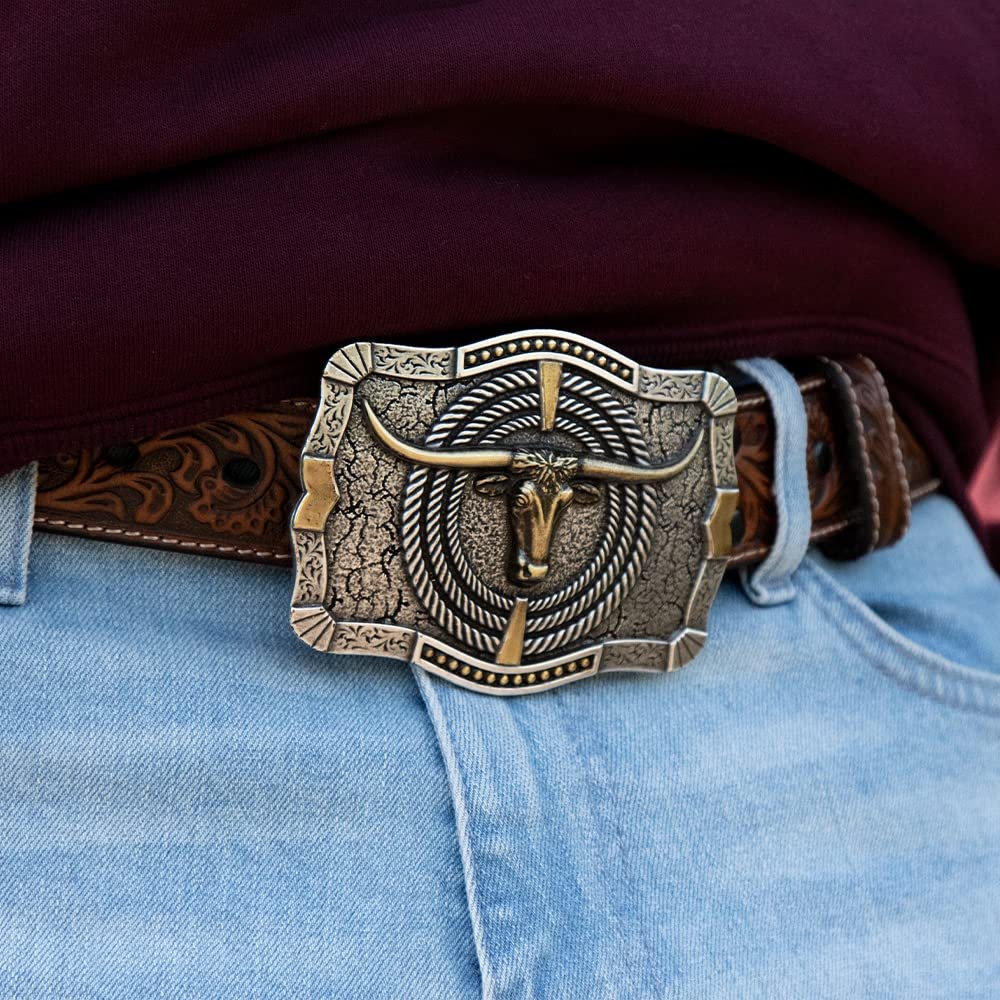 Montana Silversmiths Men's Ropin’ Ready Longhorn Attitude Buckle