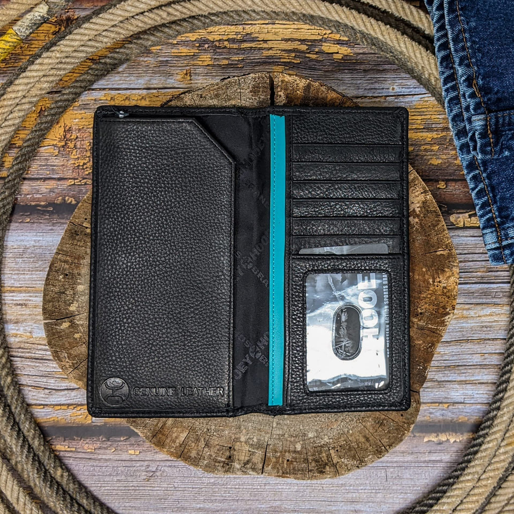 HOOEY Leather Black Hawk Rodeo Wallet (Woven - Aztec)