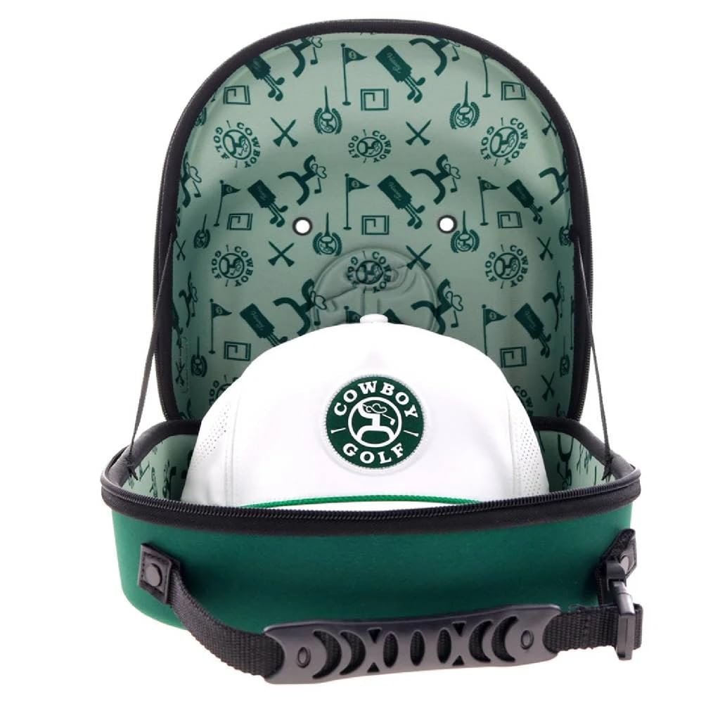Hooey Cap Carrier, Green with Golf Print Interior