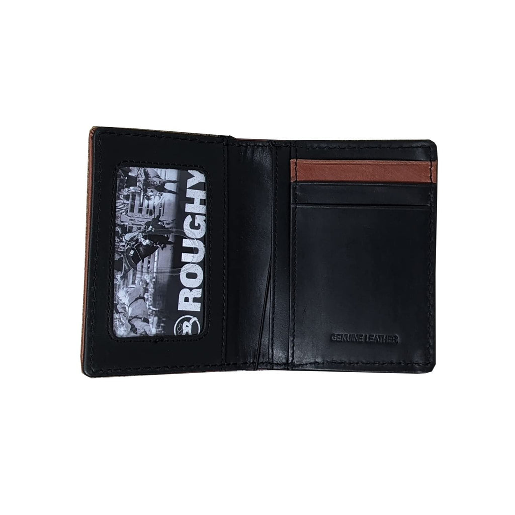 Hooey Bi-Fold Money Clip Wallet (Embossed Aztec Brown Edge -- Turquoise)
