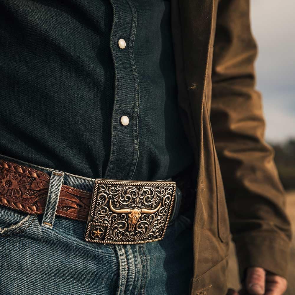 Montana Silversmiths Longhorn Attitude Western Belt Buckle