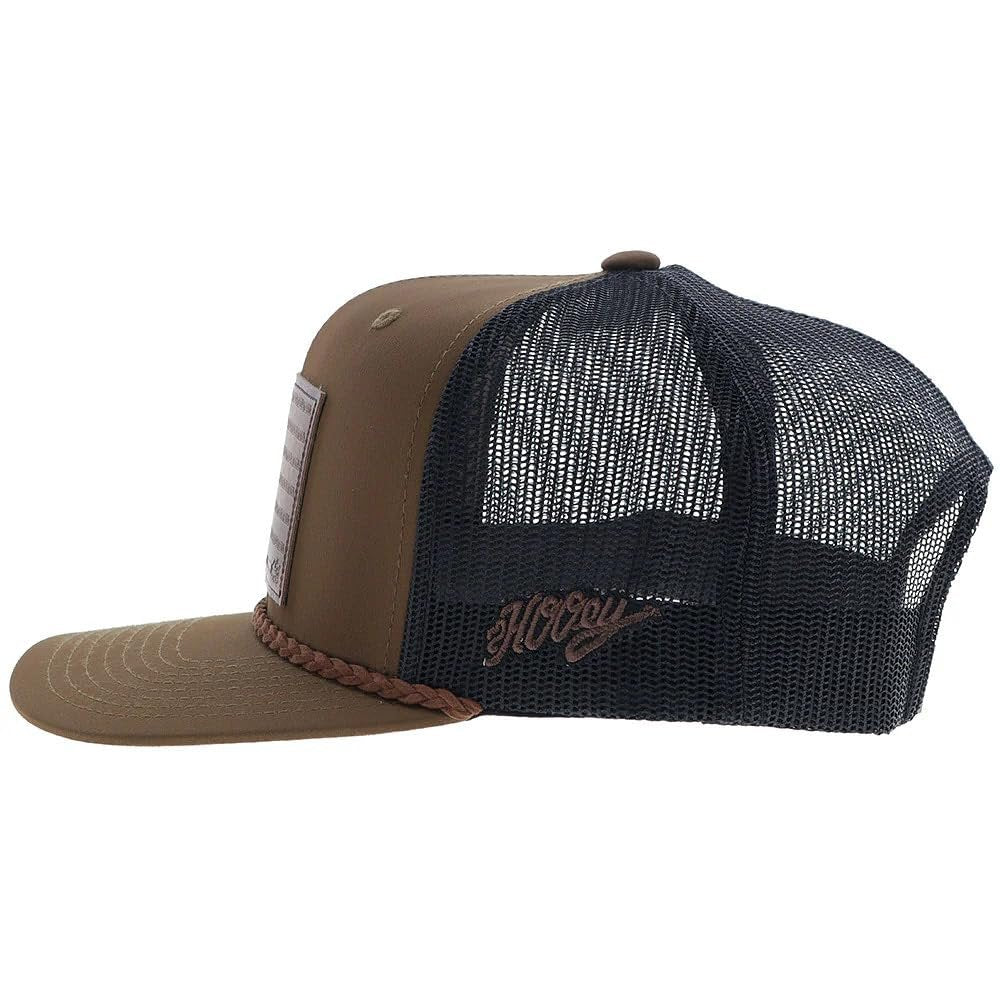 Hooey Liberty Roper 6 Panel Trucker Cap With Leather Patch, Brown