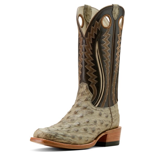 Ariat Men's Futurity Outlaw Narrow Cutter Toe Cowboy Boot - Platinum Full Quill Ostrich