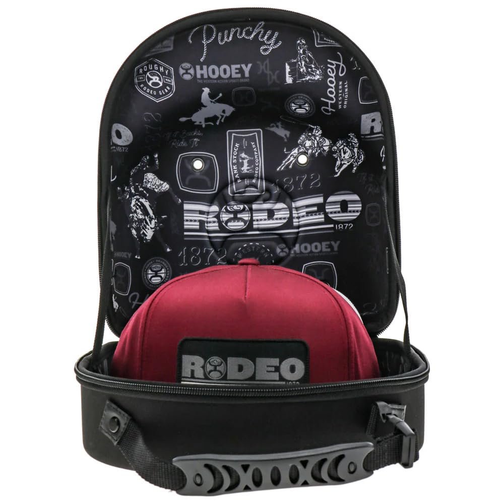 HOOEY Cap Carrier - Durable Hat Case, X-Large, Black with Rodeo Print