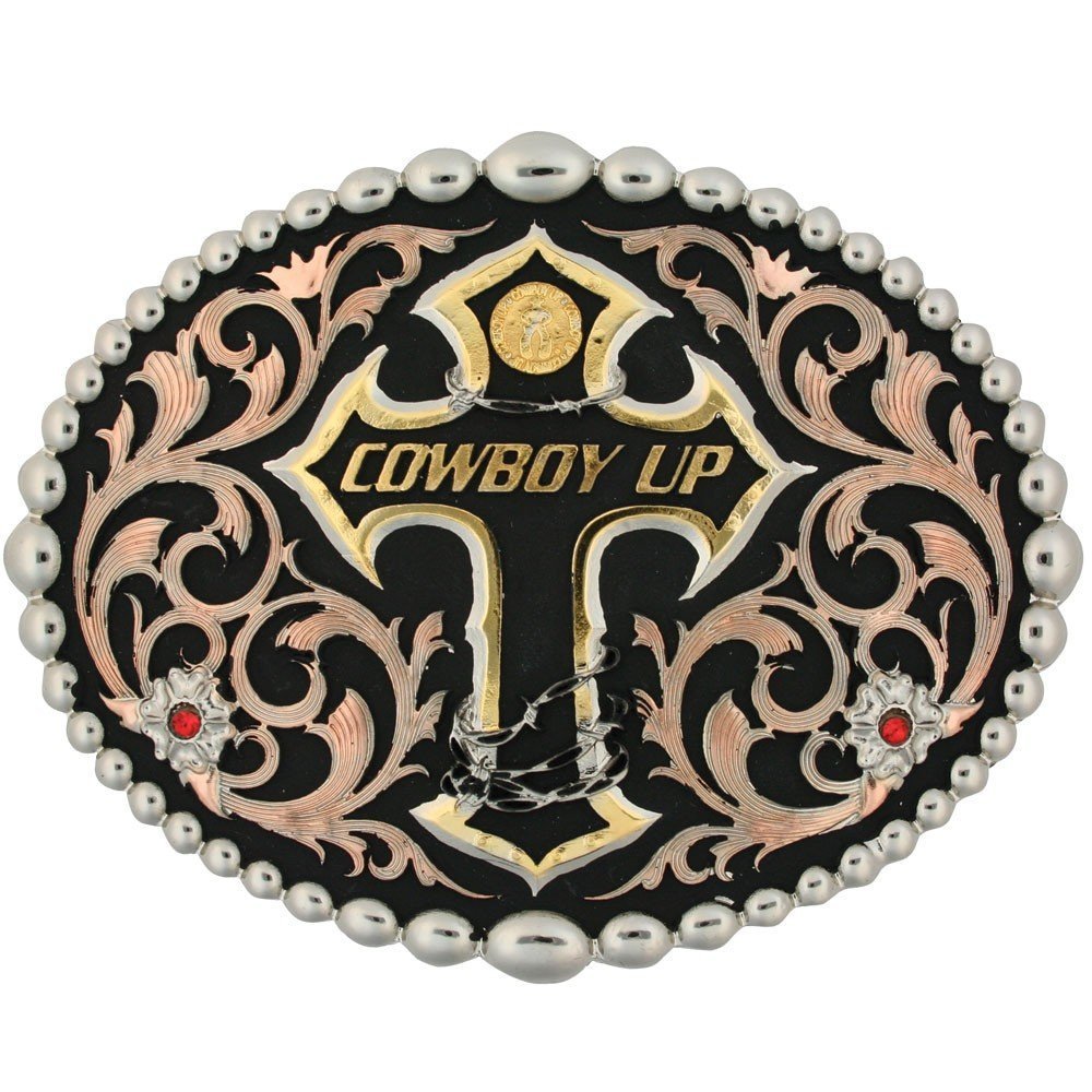 Montana Silversmiths Tri Color Cowboy Up Attitude Belt Buckle