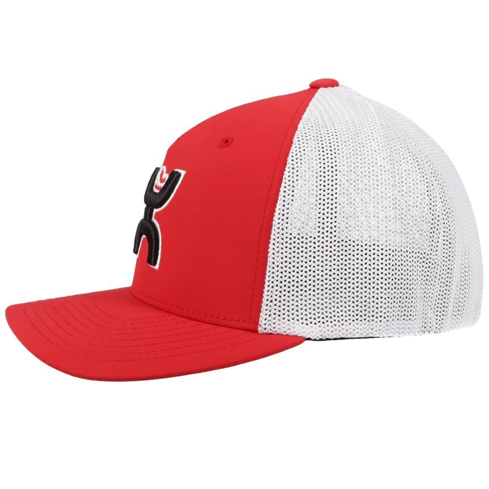Hooey Mid Profile Fitted Trucker Cap in Red and White - Small/Medium