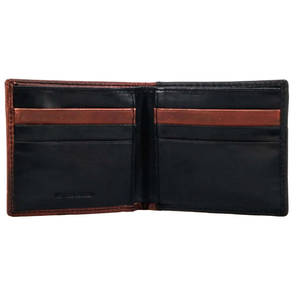 HOOEY "Neon Moon" Bifold Roughy Wallet, Brown/Turquoise Aztec