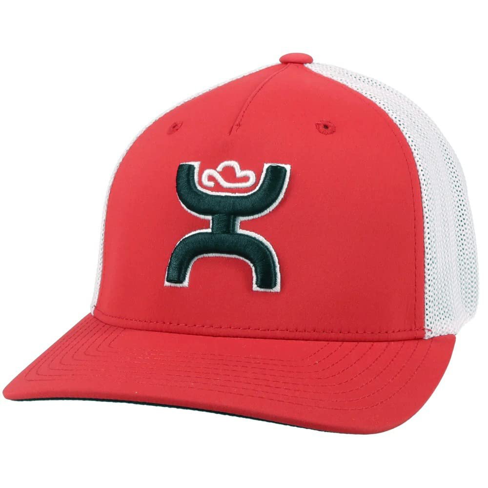 Hooey Mid Profile Fitted Trucker Cap in Red and White - Small/Medium