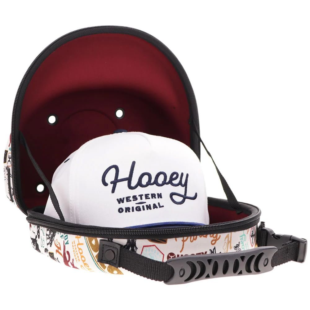 HOOEY Cap Carrier - Durable Hat Case, Cream Rodeo Print