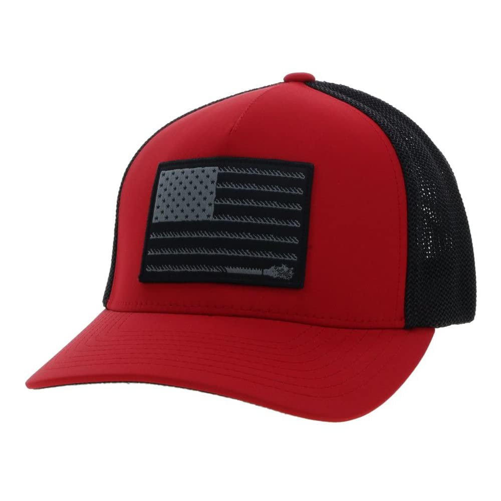 Hooey Liberty Roper Flexfit Mesh-Back Hat with Patch, Red/Black