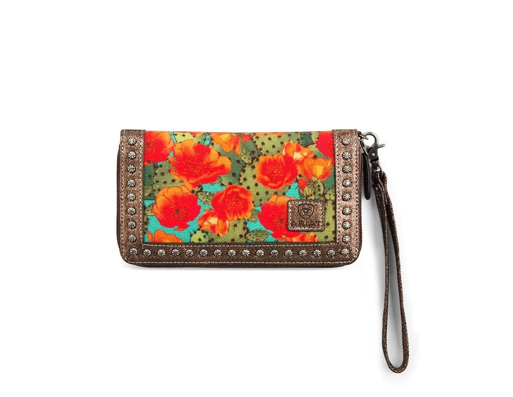 Ariat Women's Western Prickly Pear Cactus Clutch Wallet, Multicolor