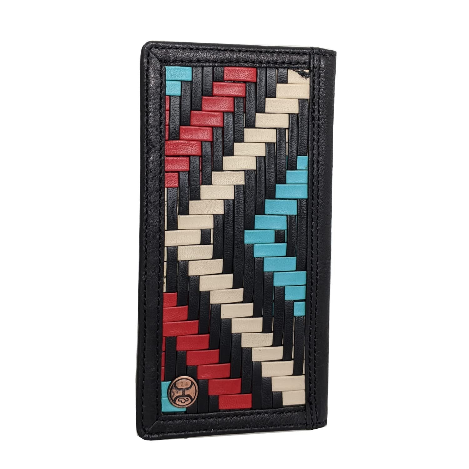 HOOEY Leather Black Hawk Rodeo Wallet (Woven - Aztec)