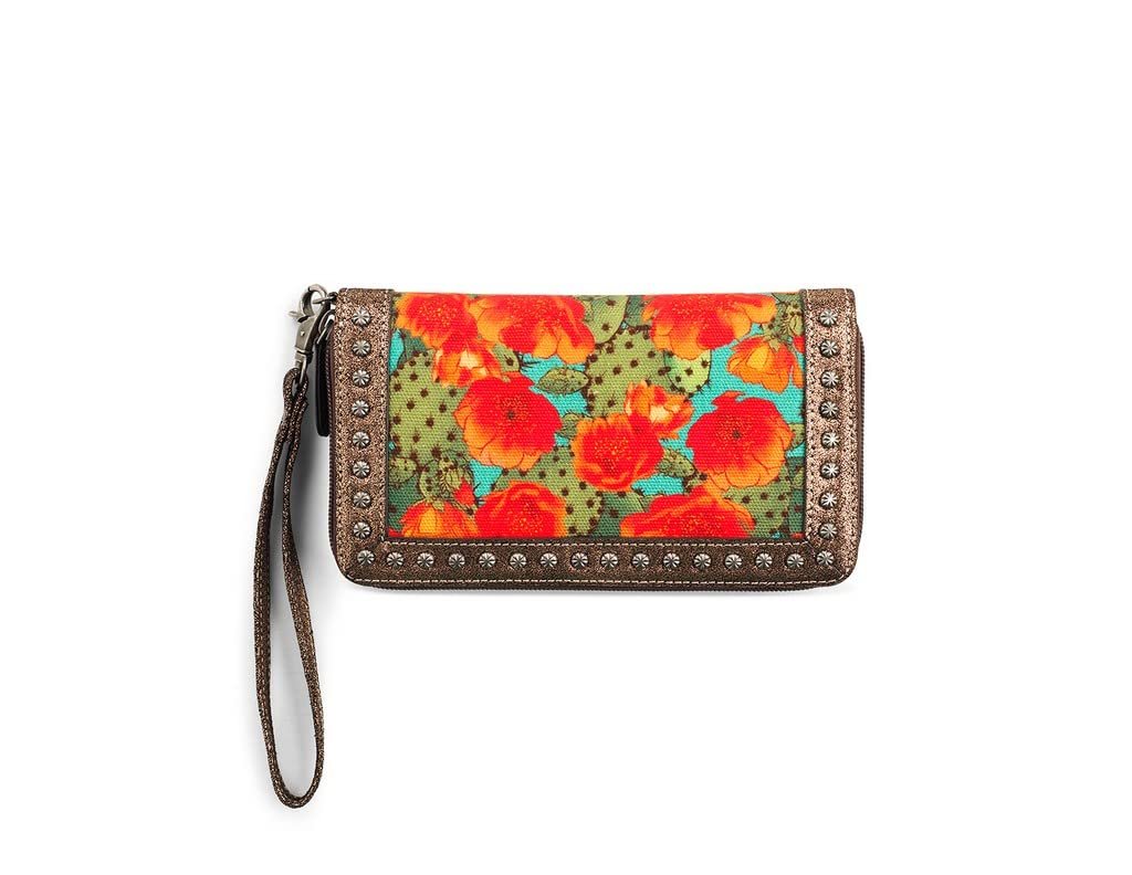 Ariat Women's Western Prickly Pear Cactus Clutch Wallet, Multicolor
