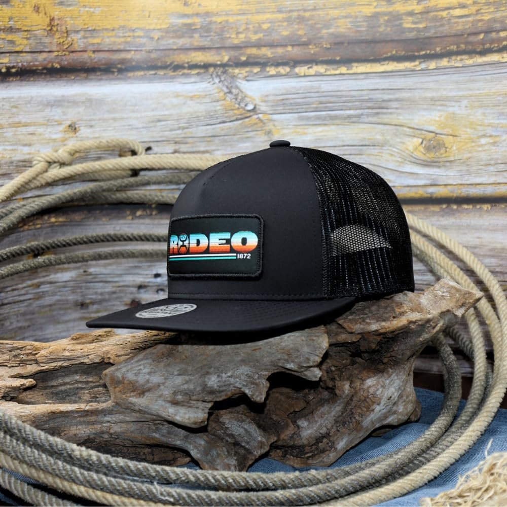 Hooey "Rodeo" Snapback Trucker Mesh Back Hat, Black/Serape