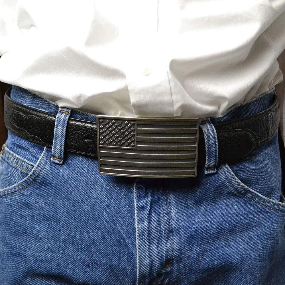 Montana Silversmiths Antiqued American Flag Attitude Buckle